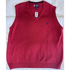 CHAPS Sleeveless Sweater Pullover V-Neck Ribbed 100% Cotton Made In India NWT XL